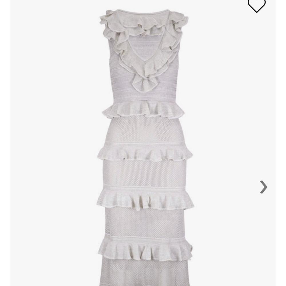 Zimmerman Crush Frilled Silver V-Neck Midi Dress